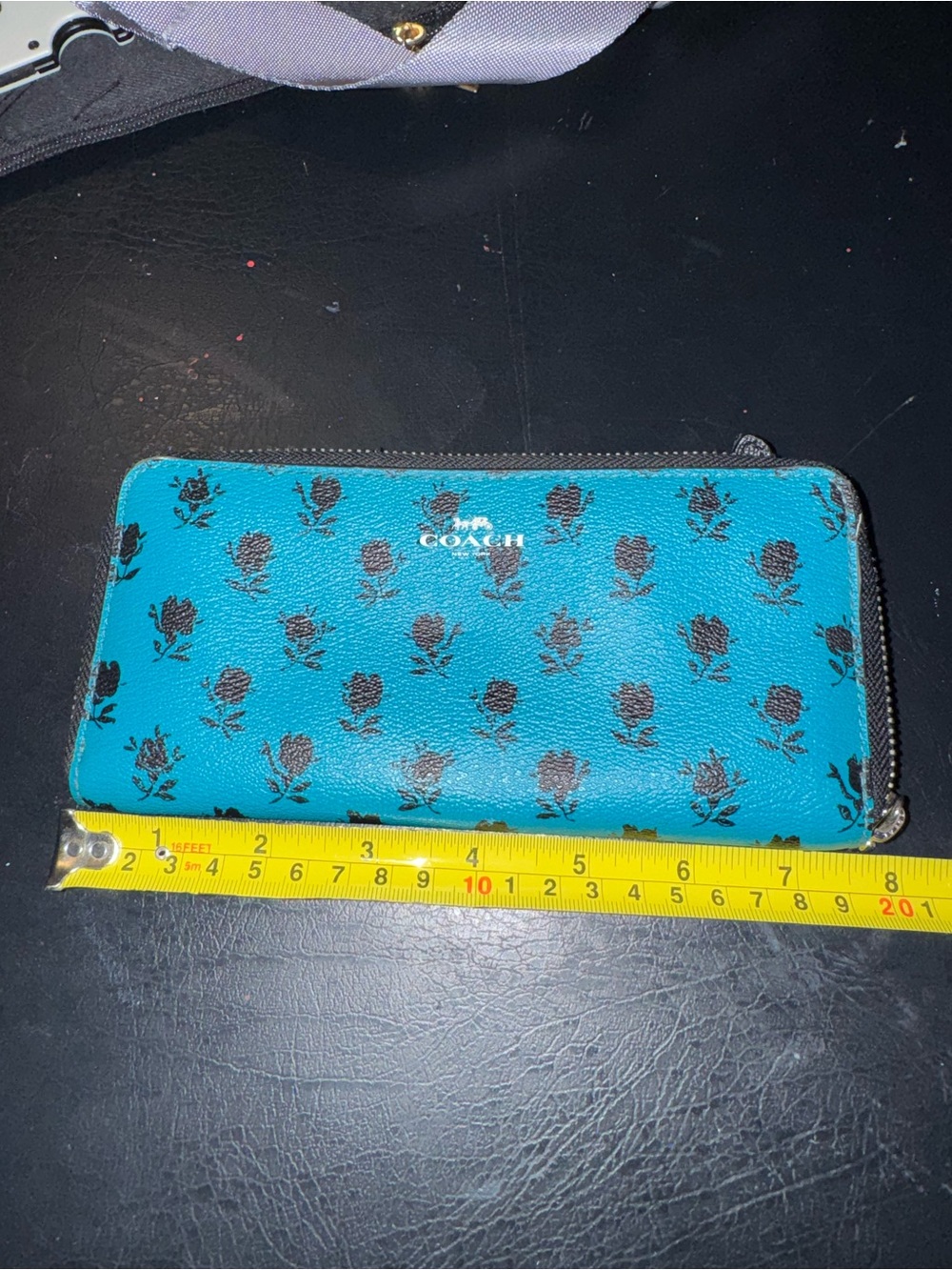 Coach Turquoise Floral Zip Wallet